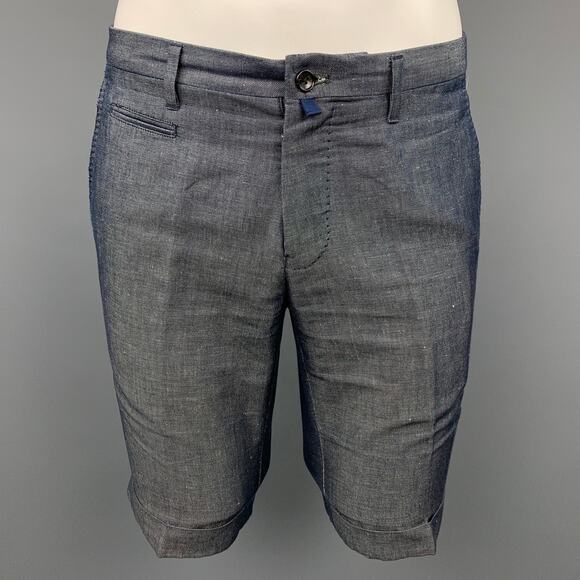 THE SUIT COMPANY Size M Grey Linen / Cotton Zip Fly Angelico Shorts - Picture 1 of 1
